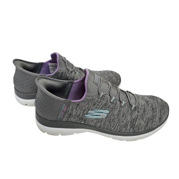 Sketchers Women's Slip-Ins Grey/Purple Size 8 Wide Fit - Picture 1 of 6
